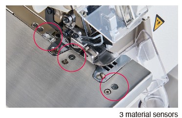 Automatic thread trimmer with a material sensor