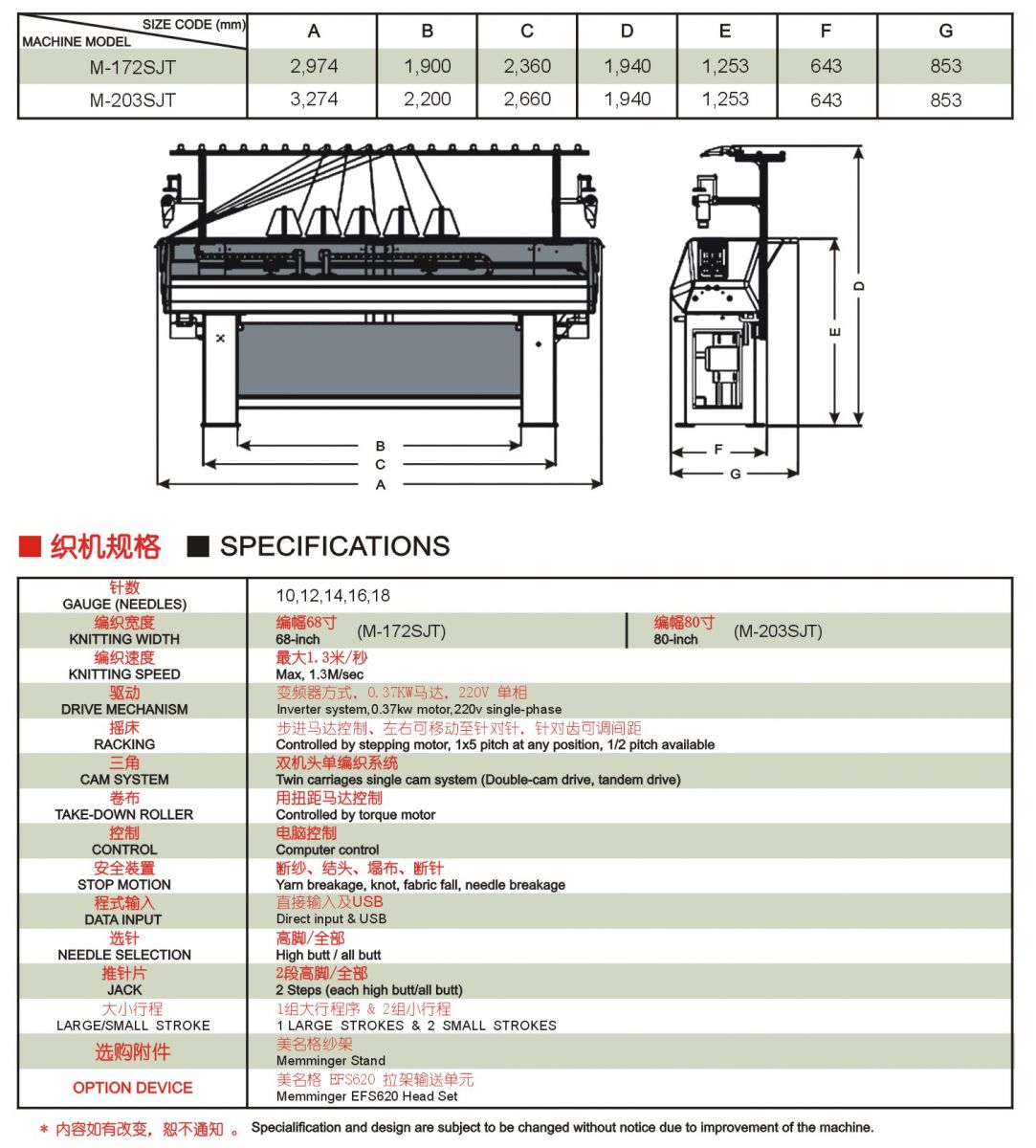 Matsuya M-172 official specification sheet